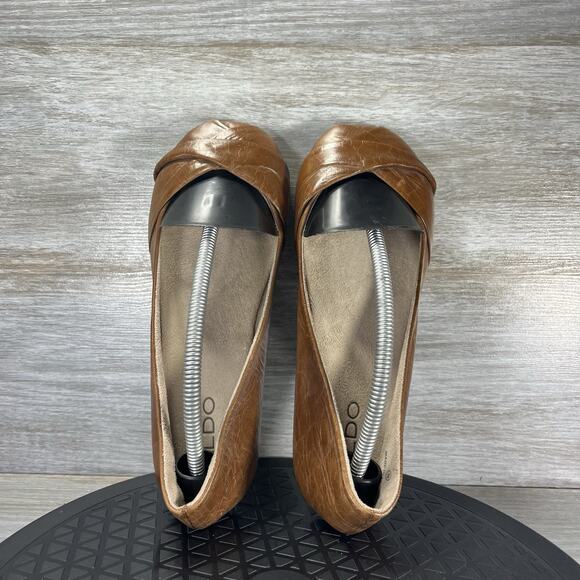Aldo Women's Brown Leather Slip On Ballet Flats Size EU 38 US 7.5 - Picture 6 of 8